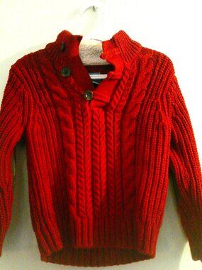 Baby Gap Red Sweater 3 Year with Imitation Leather Elbows Size 3T Boys